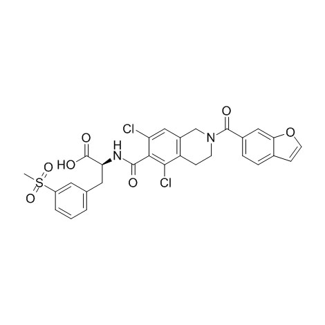 N-[[2-(6-benzofuranilcarbonil)-5,7-dicloro-1,2,3,4-tetraidro-6-isochinolinil]carbonil]-3-(metilsolfonil)-L-fenilalanina